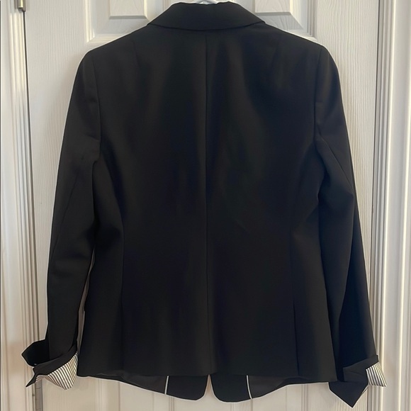 Banana Republic Wool Black Blazer with Striped Cuffs - Picture 9 of 11